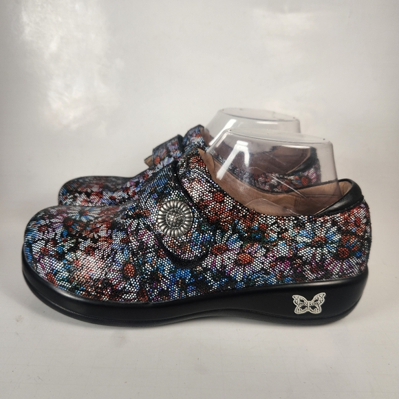 ALEGRIA Women's Joleen Shoes Size 7 Leather Mosaic Daisy Slip On Comfort Clogs - Picture 13 of 13